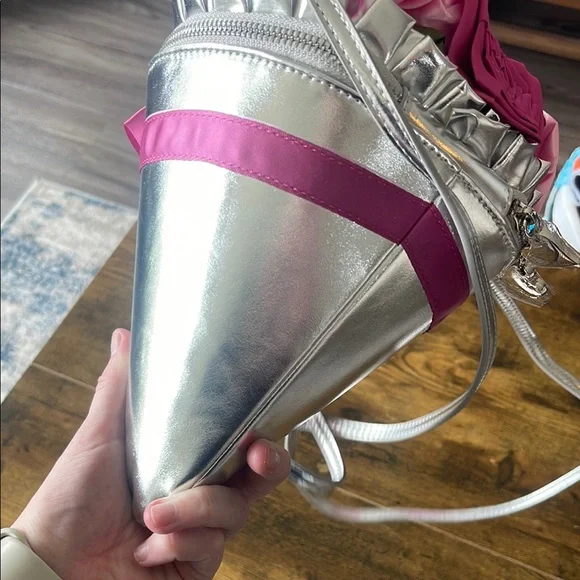 Betsy Johnson Silver and Pink Floral Women's Bag - Picture 3 of 5